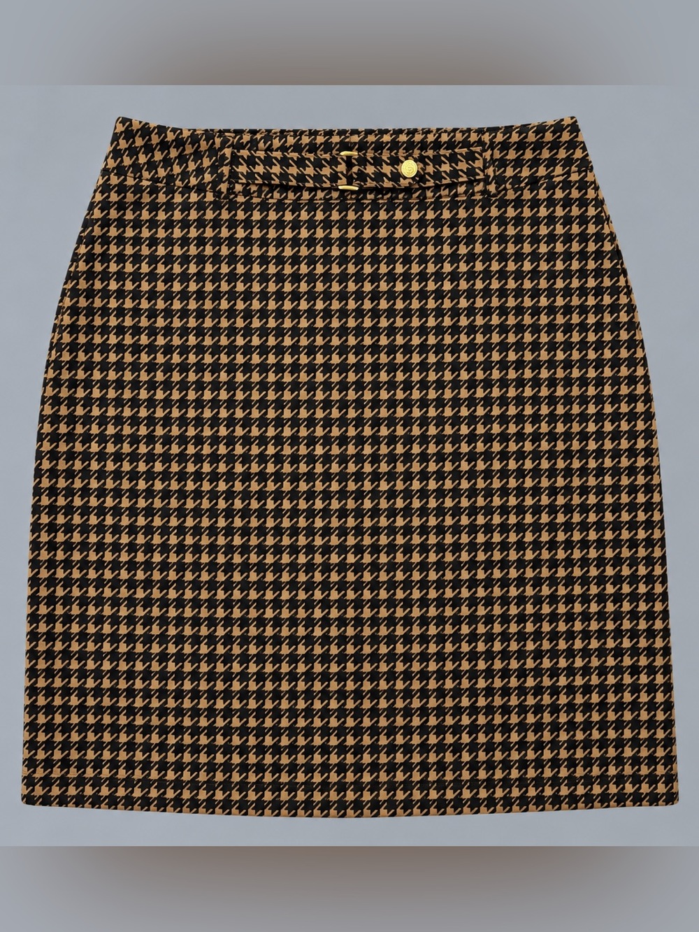 Cato Houndstooth Pencil Skirt 14/16W Black Brown Gold Button Plus Size